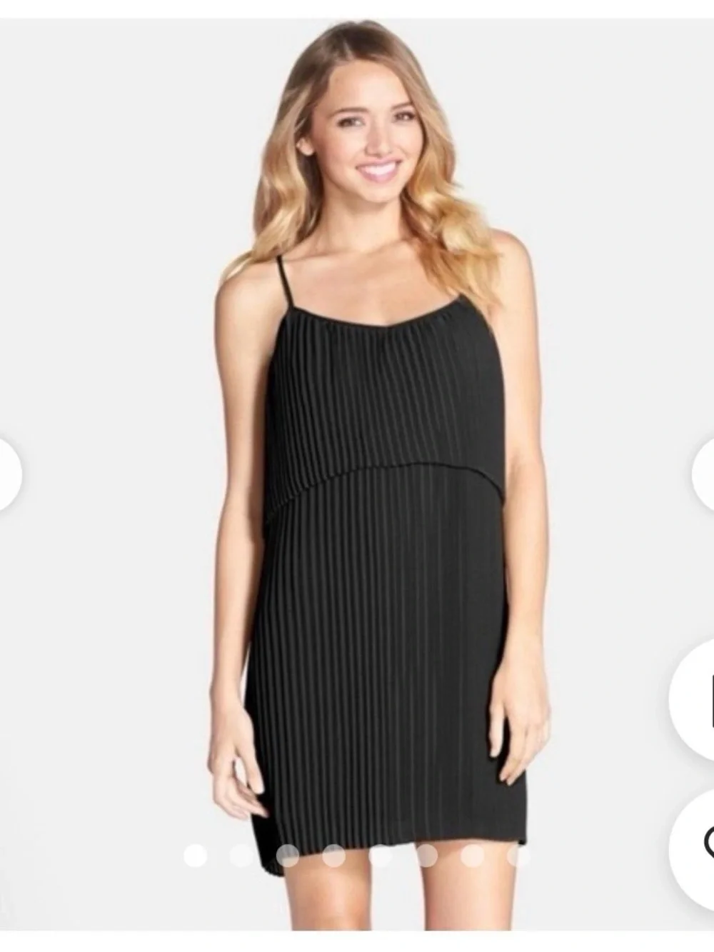 BCBGeneration Black Pleated Spaghetti-Strap Mini Dress